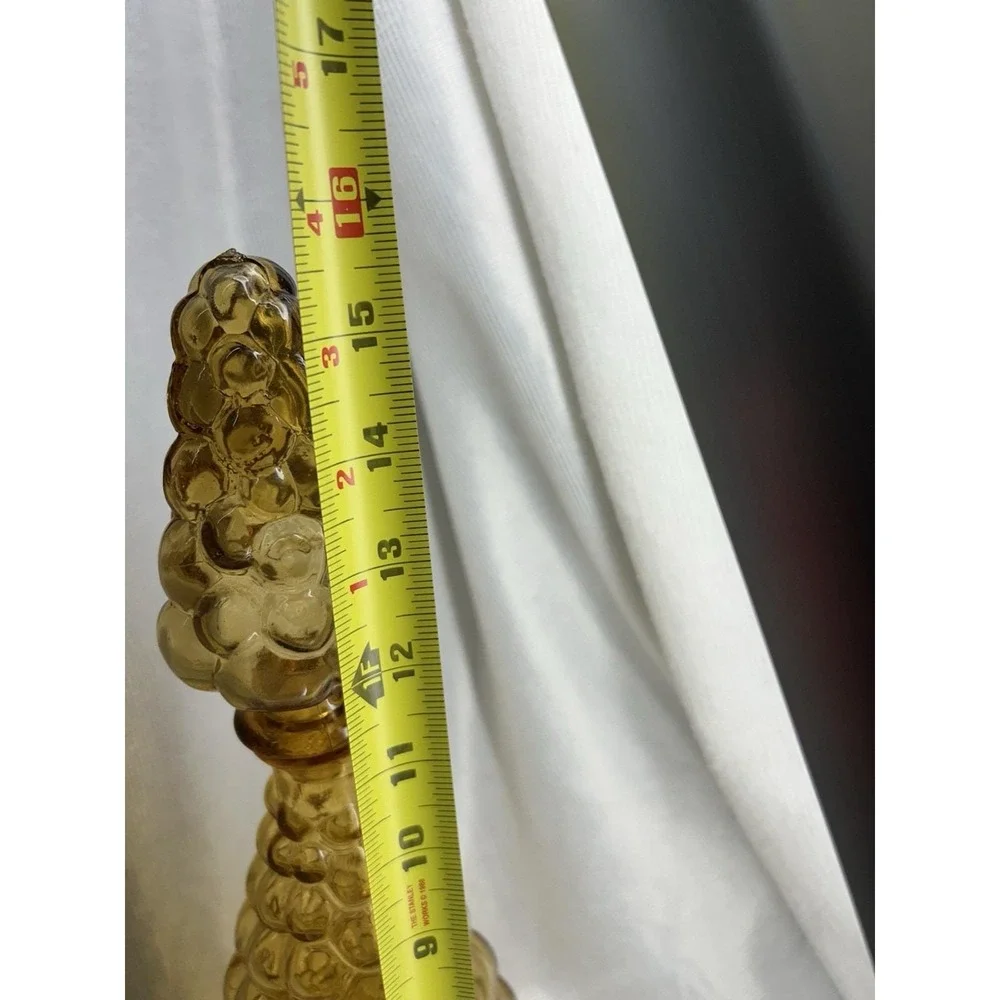 Vintage Italian Amber Glass Genie Bottle ~Bulging Bubble ~ Missing Plastic Seal
